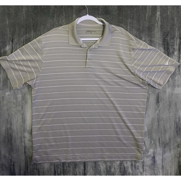 Nike Golf Other - Nike Golf‎ Mens XL Dri-FIT Striped Polo Shirt Olive Green Short Sleeve Sport Top